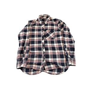 💗 Orvis Pink & Black Plaid Flannel Button-Down Shirt – Unisex Size Small